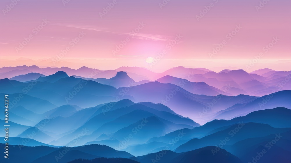 Fototapeta premium Beautiful sunrise over mountains with space for text
