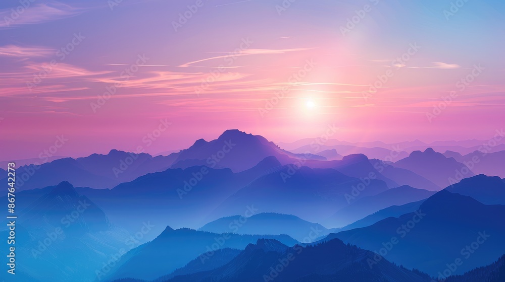 Beautiful sunrise over mountains with space for text Beautiful sunrise over mountains with space for text
