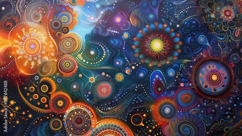 A stunning cosmic tapestry with vibrant, intricate patterns.