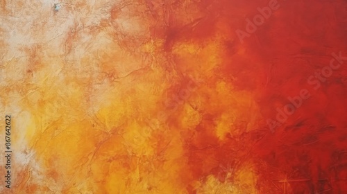 An abstract image showcasing a vivid red to yellow gradient with extensive texturing, this artwork brings out dynamic hues and a visually engaging surface rich in color depth.