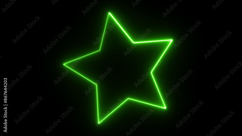 Neon star shape or neon lights sign. Vector abstract background, Geometric glow outline star shape, laser glowing lines. Neon star shape or neon lights sign. Vector abstract background, Geometric glow outline star shape, laser glowing lines.