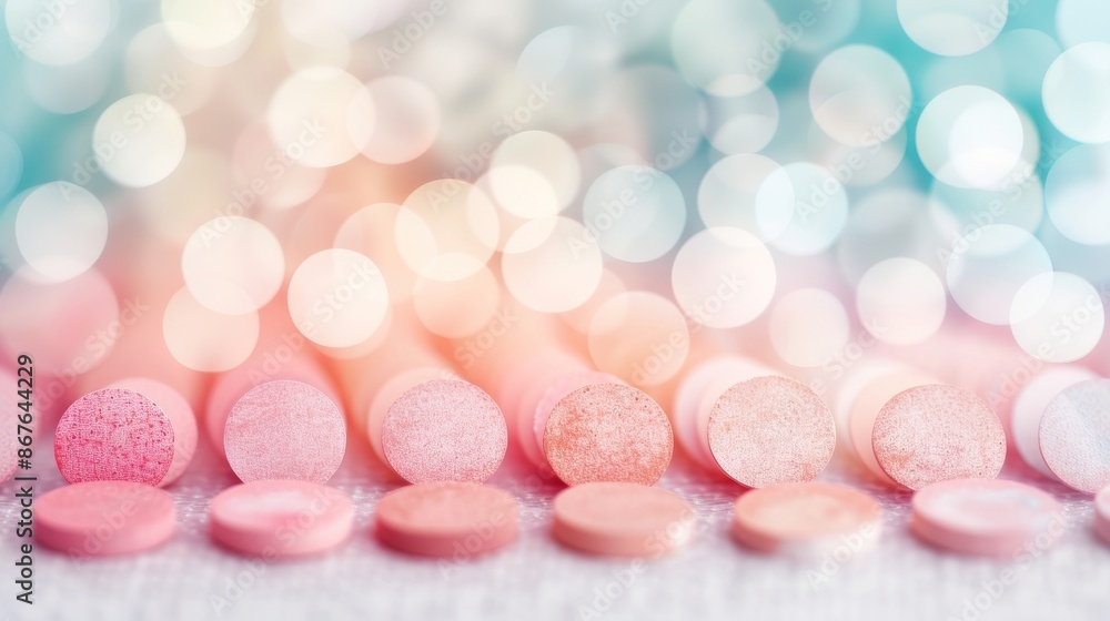 Abstract image of multicolored candies with a soft bokeh effect, creating a dreamy and whimsical background. Abstract image of multicolored candies with a soft bokeh effect, creating a dreamy and whimsical background.