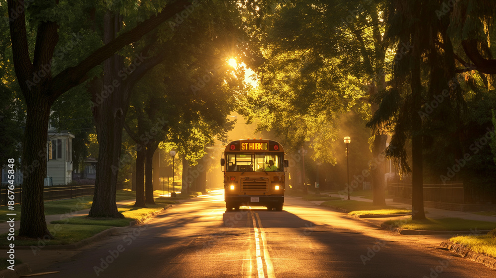 Obraz premium school bus on the road