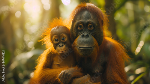 Tapanuli Orangutan and Her Infant in Lush Batang Toru Forest