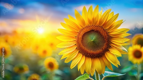 Close-up of vibrant sunflower on a background, sunflower, flower, close-up, nature, beauty, isolated, yellow, vibrant, petals