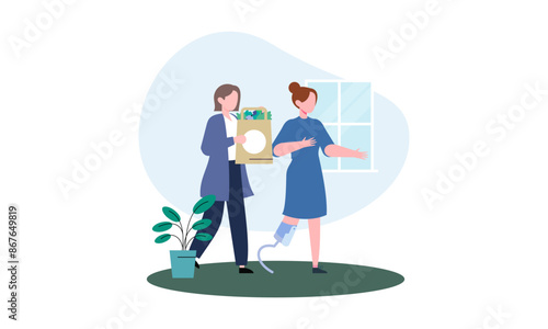 World humanitarian day illustration, community care people