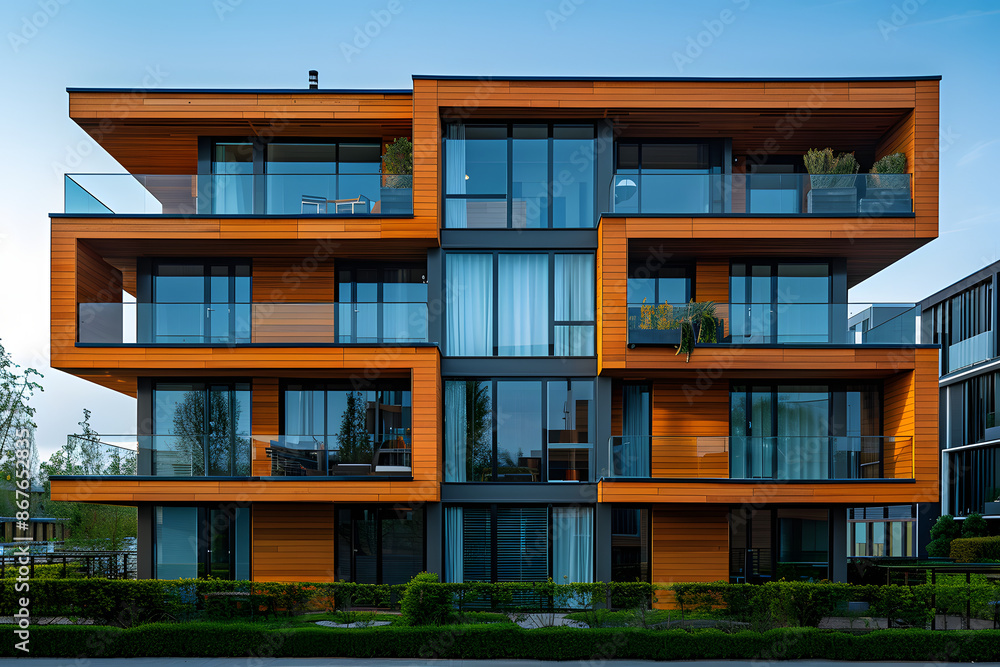 Luxurious Residential Tower Facade in High-End Campus Setting, Modern Architecture and Urban Living Concept Luxurious Residential Tower Facade in High-End Campus Setting, Modern Architecture and Urban Living Concept