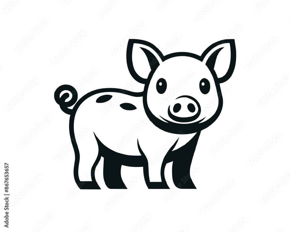 Sign pig. Isolated black silhouette pig on white background. Vector illustration Sign pig. Isolated black silhouette pig on white background. Vector illustration