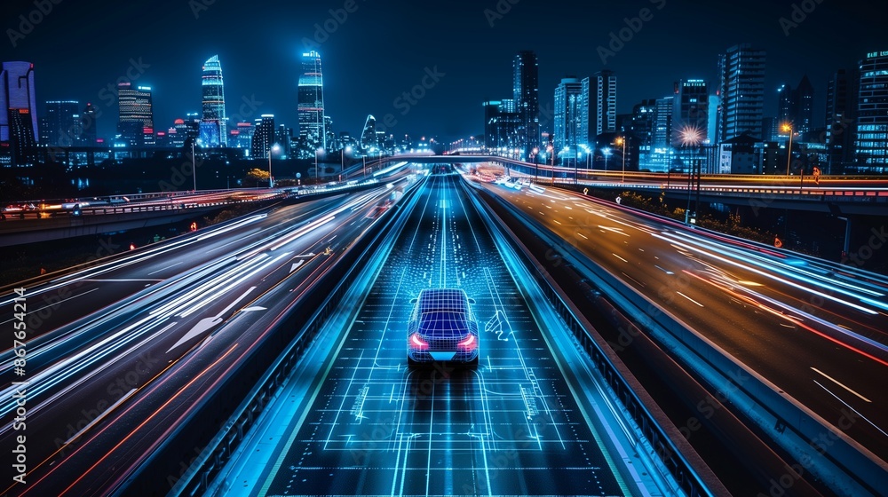 Fototapeta premium Autonomous Car on highway