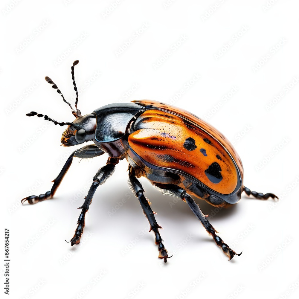A beetle photography on white background. A beetle photography on white background.