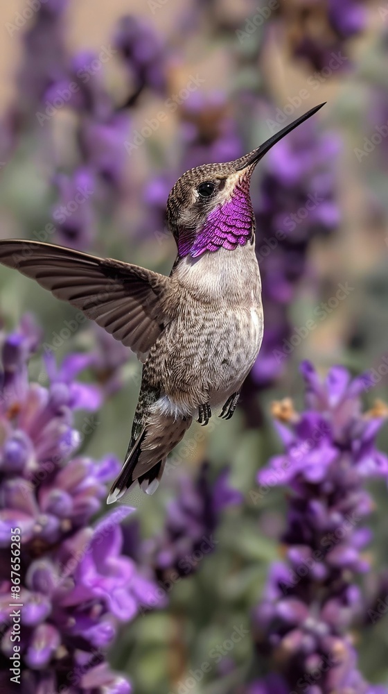 Obraz premium Hummingbird Feeding on Bright Orange Flower