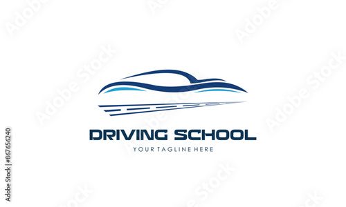 Driving school logo template. Steering wheel logo