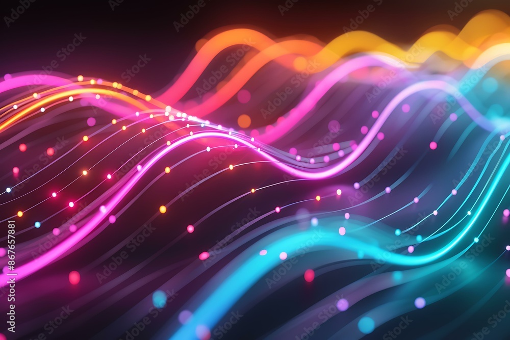 An abstract depiction of flowing data streams with interconnected glowing light nodes. An abstract depiction of flowing data streams with interconnected glowing light nodes.