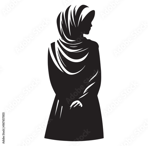 hijab style standing silhouette Vector Isolated Vector Illustration