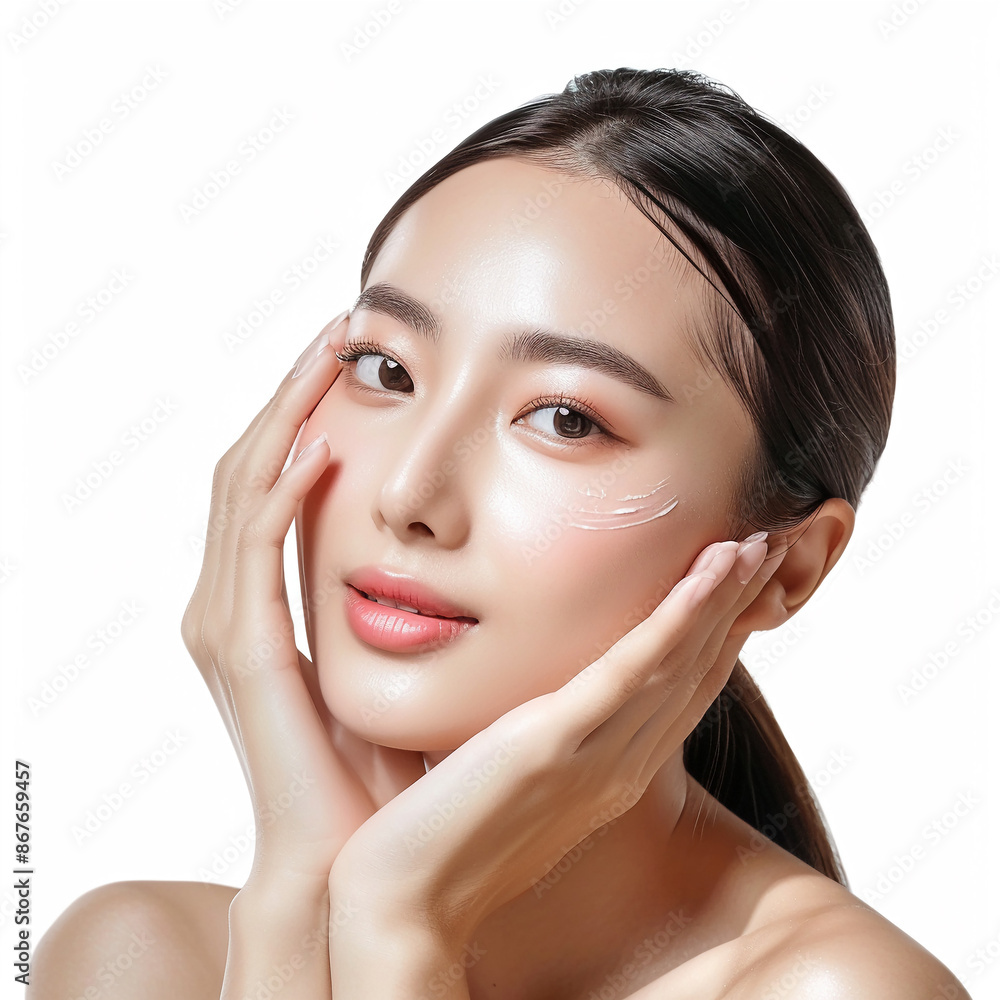Beauty Asian women spa skin healthy on 100% isolate white background. Beauty Asian women spa skin healthy on 100% isolate white background.