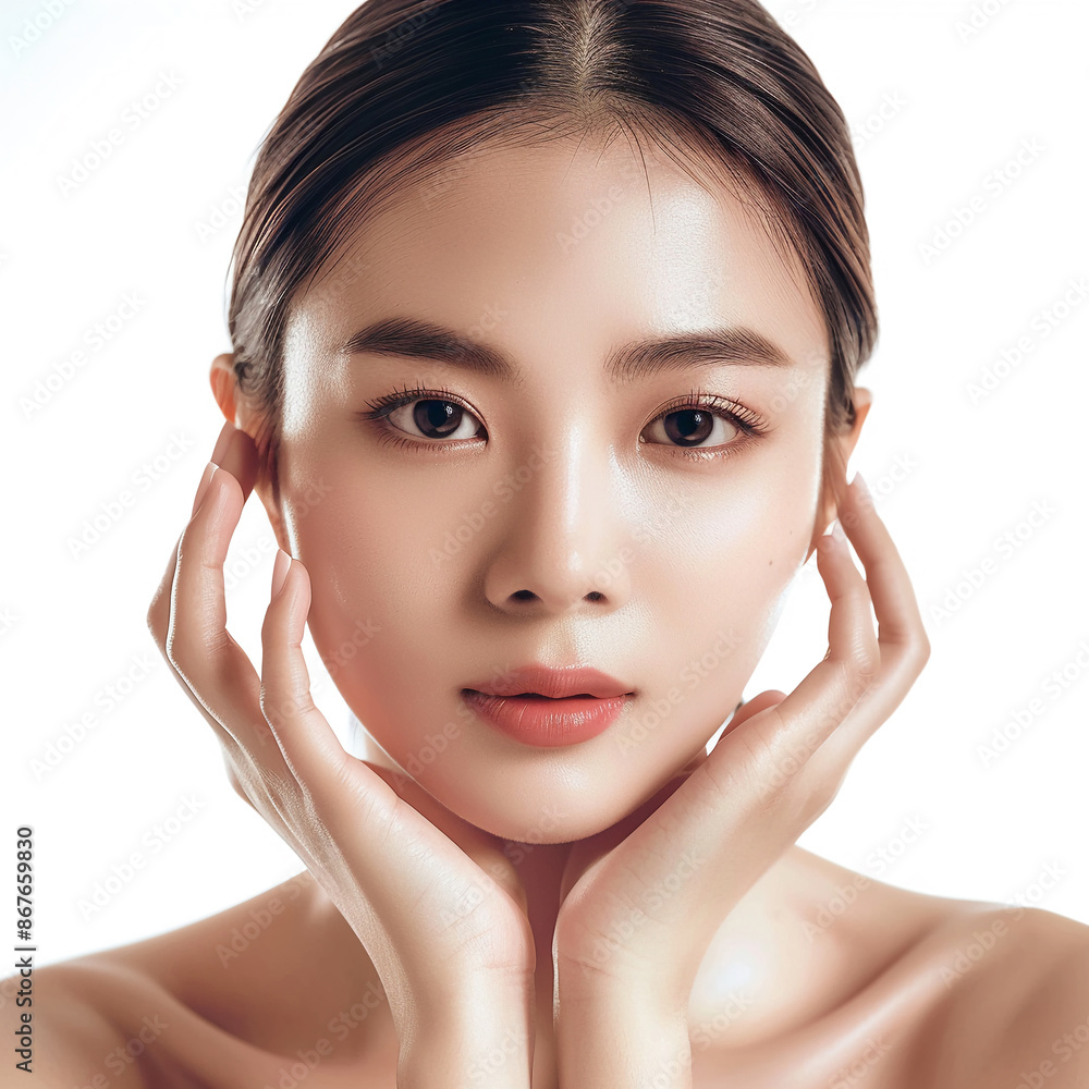 Beauty Asian women spa skin healthy on 100% isolate white background. Beauty Asian women spa skin healthy on 100% isolate white background.