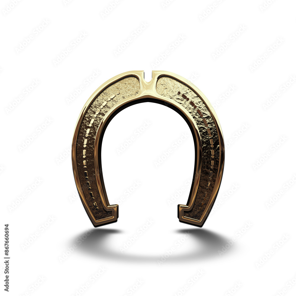 Metal horseshoe casting a shadow on white background Metal horseshoe casting a shadow on white background