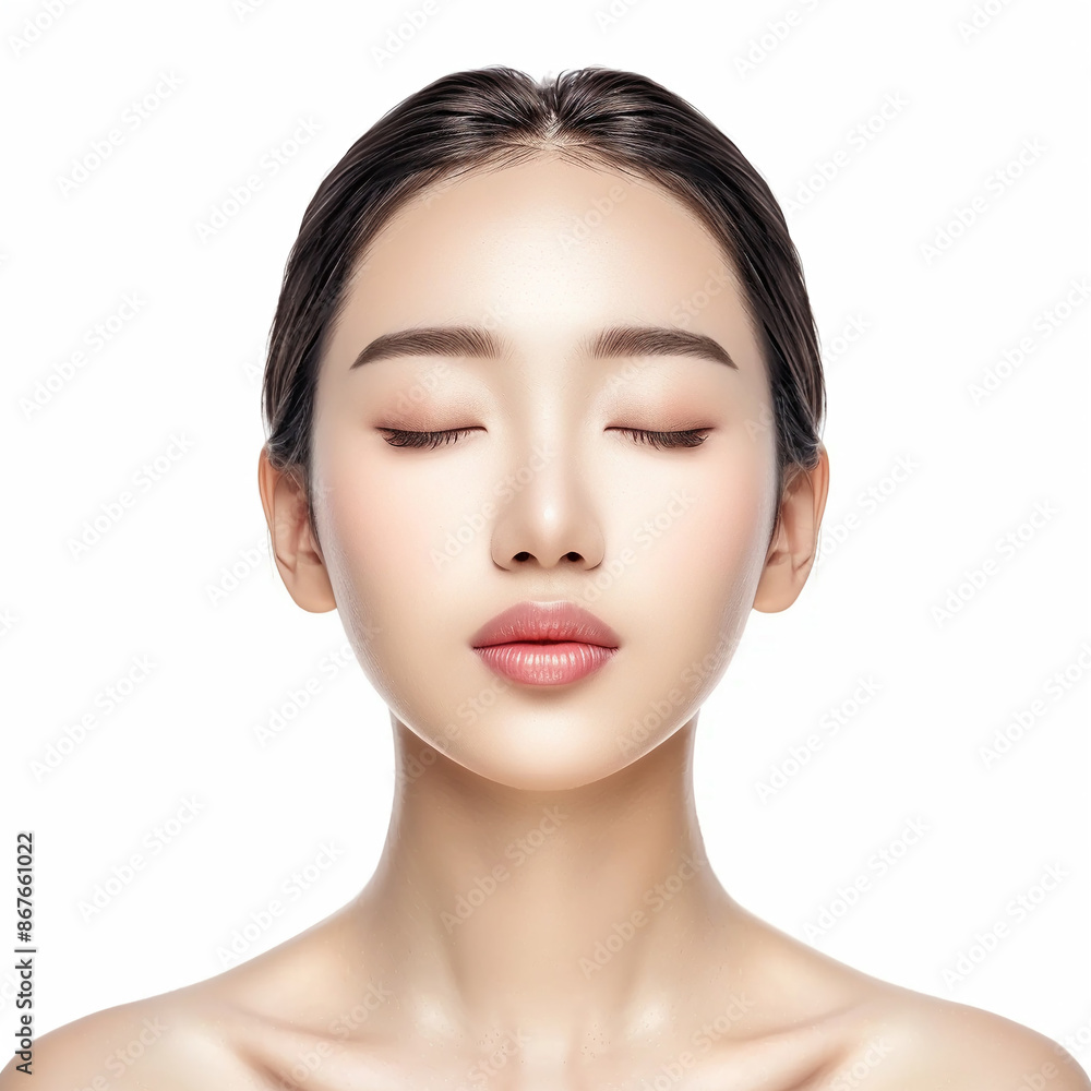 Beauty Korean Asian women spa skin healthy on 100% isolate white background. Beauty Korean Asian women spa skin healthy on 100% isolate white background.