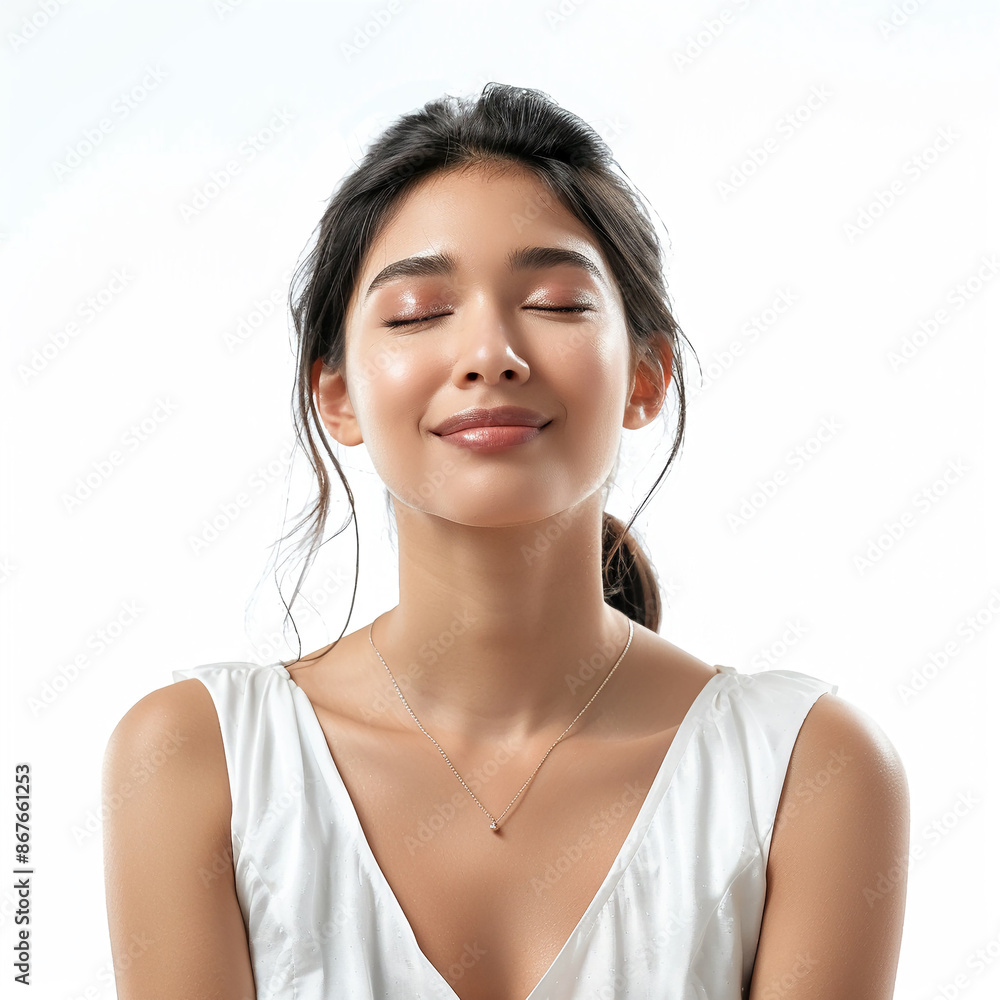 Beauty Korean Asian women spa skin healthy on 100% isolate white background. Beauty Korean Asian women spa skin healthy on 100% isolate white background.