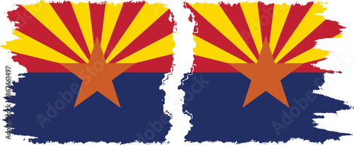 Arizona and Arizona states grunge brush flags connection, vector