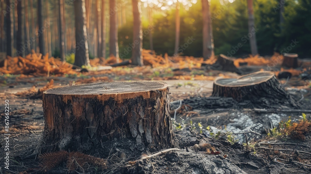 Freshly cut wood tree stumps in the forest lumber surface wood material solid timber fuel for fire Freshly cut wood tree stumps in the forest lumber surface wood material solid timber fuel for fire