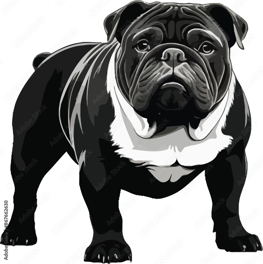 Bulldog silhouette vector black and white background Bulldog silhouette vector black and white background