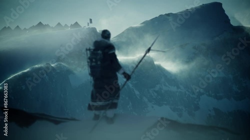 Paleo Native American Hunter Returning to Camp