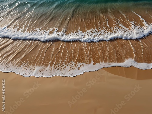 Top view waves on the sand beach summer holiday vacation concept transparent background