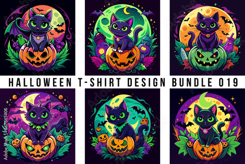 Halloween T-Shirt Design Vector Art and Illustration, Generative AI