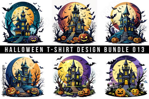 Halloween T-Shirt Design Vector Art and Illustration, Generative AI
