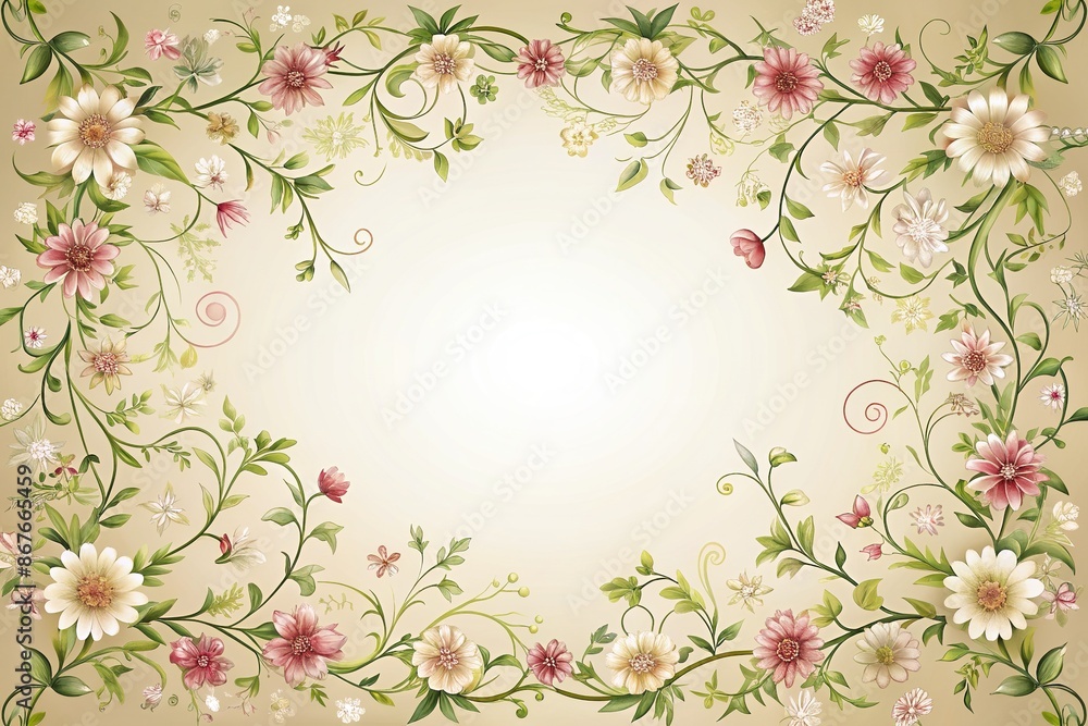 Elegant AI-generated floral frame with intricate flowers and vines on a soft, creamy background, featuring a blank space for text, perfect for wedding invitations or events. Elegant AI-generated floral frame with intricate flowers and vines on a soft, creamy background, featuring a blank space for text, perfect for wedding invitations or events.