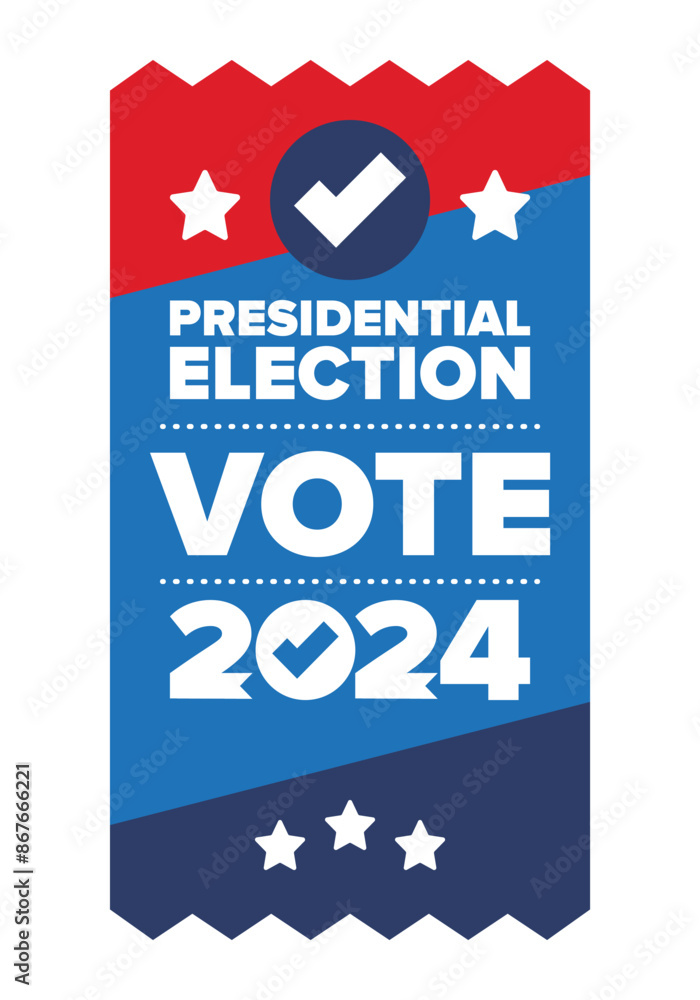 Presidential Election 2024 in United States. Vote day, November 5. US Election. Patriotic american element. Poster, card, banner and background. Vector illustration Presidential Election 2024 in United States. Vote day, November 5. US Election. Patriotic american element. Poster, card, banner and background. Vector illustration