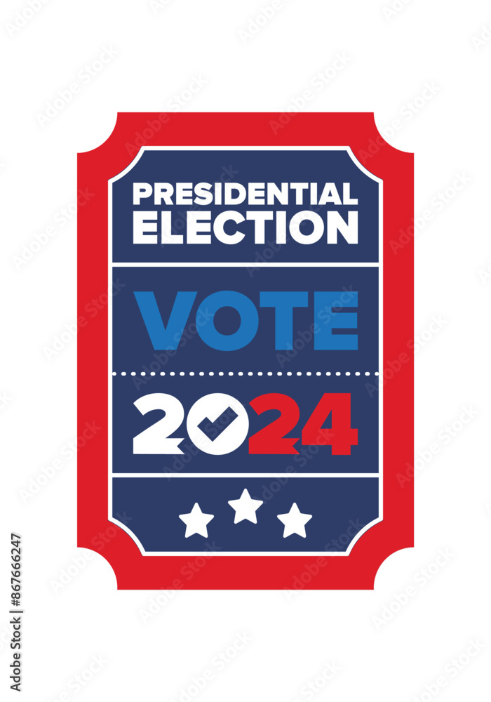 Presidential Election 2024 in United States. Vote day, November 5. US Election. Patriotic american element. Poster, card, banner and background. Vector illustration Presidential Election 2024 in United States. Vote day, November 5. US Election. Patriotic american element. Poster, card, banner and background. Vector illustration