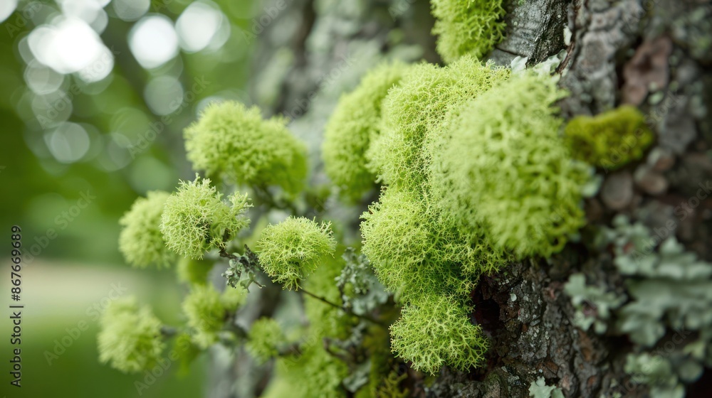 Fuzzy moss on tree lush green Fuzzy moss on tree lush green