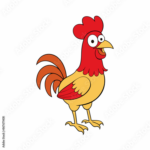 Cartoon Rooster Farm Animal vector Illustration.