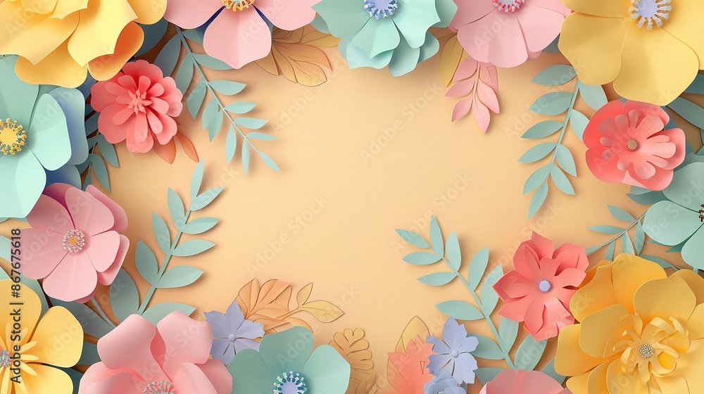 Colorful 3d flower card design with copy space in the middle Colorful 3d flower card design with copy space in the middle