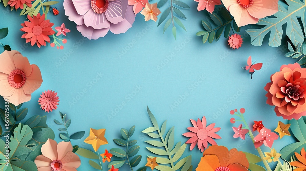 Colorful 3d flower card design with copy space in the middle Colorful 3d flower card design with copy space in the middle