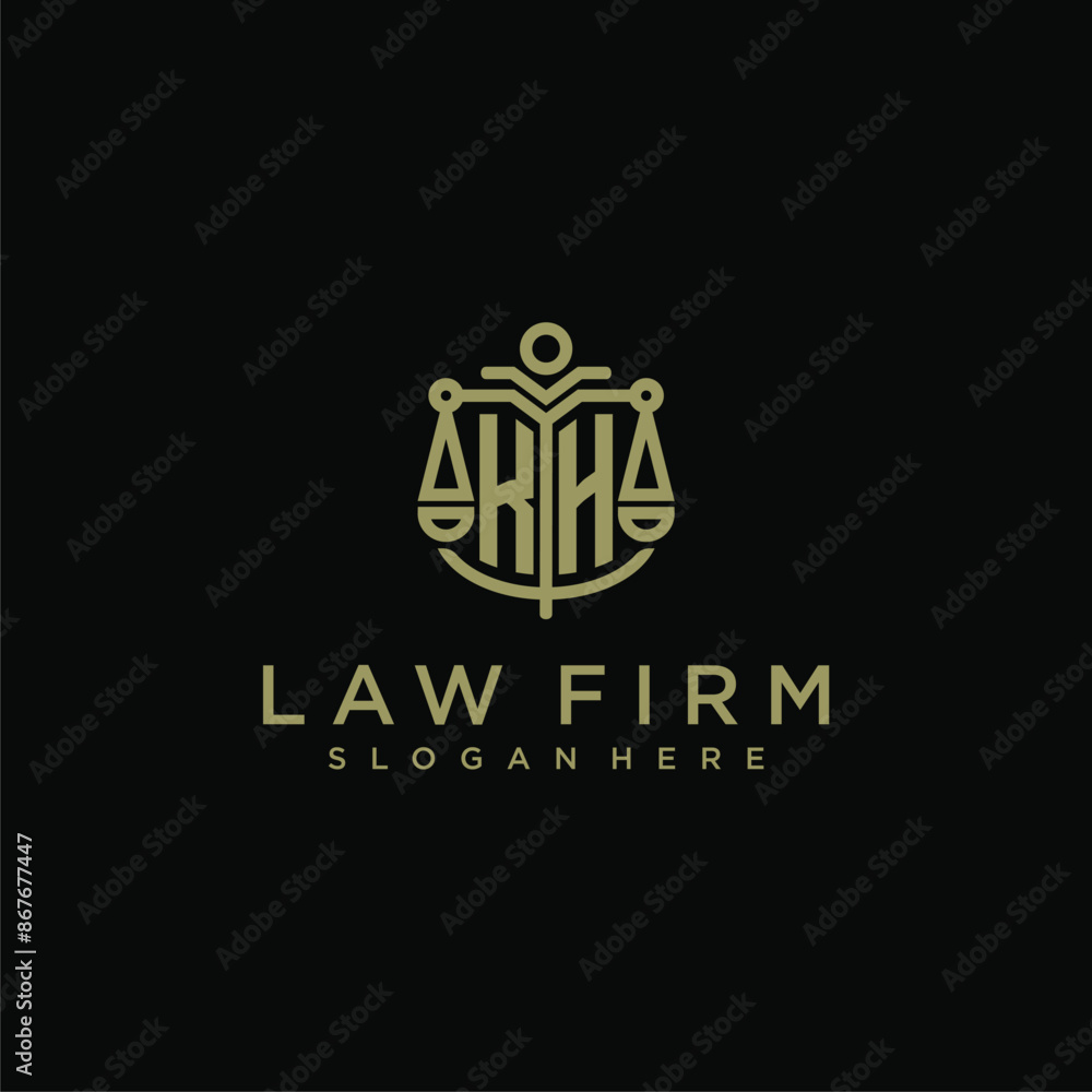 KH initial monogram logo for lawfirm with scale vector design KH initial monogram logo for lawfirm with scale vector design