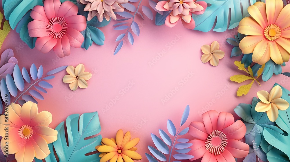 Colorful 3d flower card design with copy space in the middle Colorful 3d flower card design with copy space in the middle