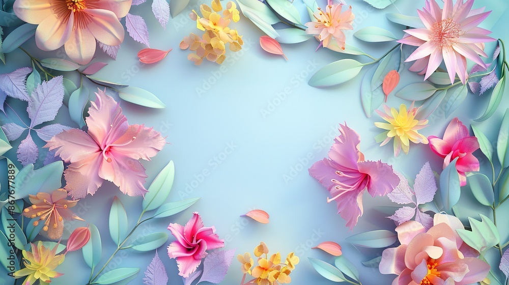 Colorful 3d flower card design with copy space in the middle Colorful 3d flower card design with copy space in the middle
