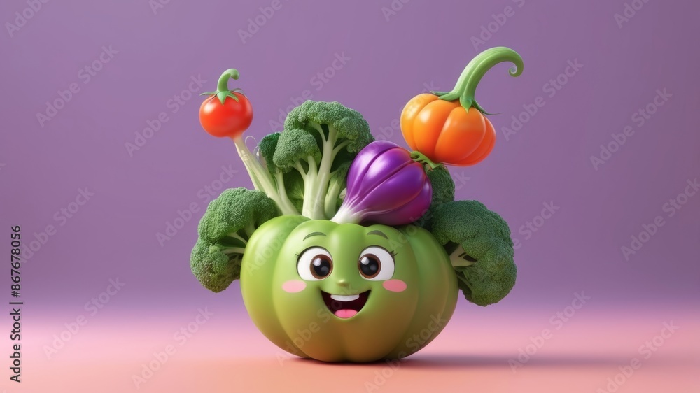 A cute cartoon vegetable with eyes and mouth, perfect for kids' illustrations or healthy eating promotions. A cute cartoon vegetable with eyes and mouth, perfect for kids' illustrations or healthy eating promotions.