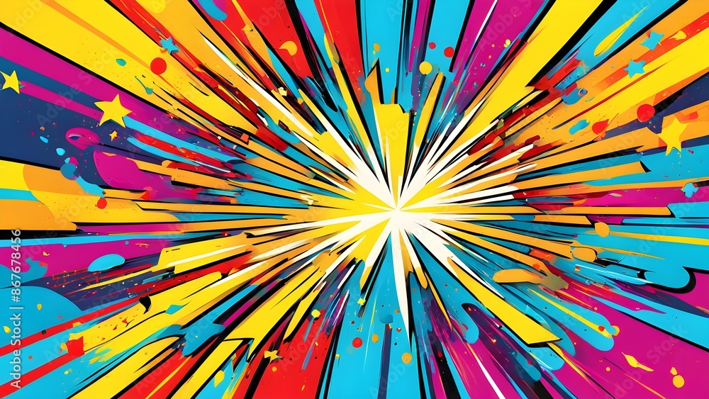 A colorful explosion of paint with a white dot in the middle A colorful explosion of paint with a white dot in the middle