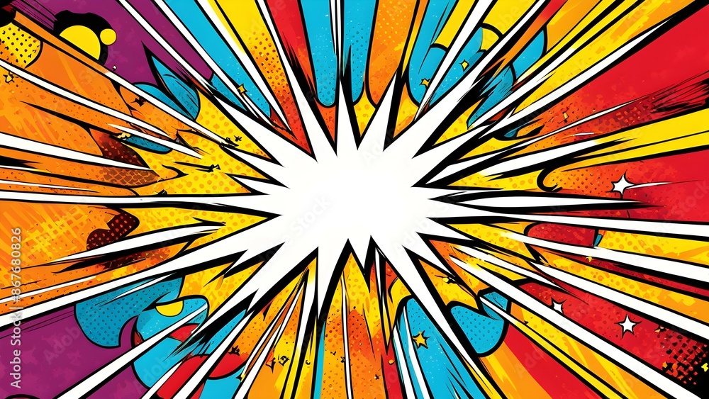 Fototapeta premium A colorful, abstract painting with a lot of dots and lines