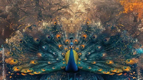 natural peacock view stylize background. Generative AI