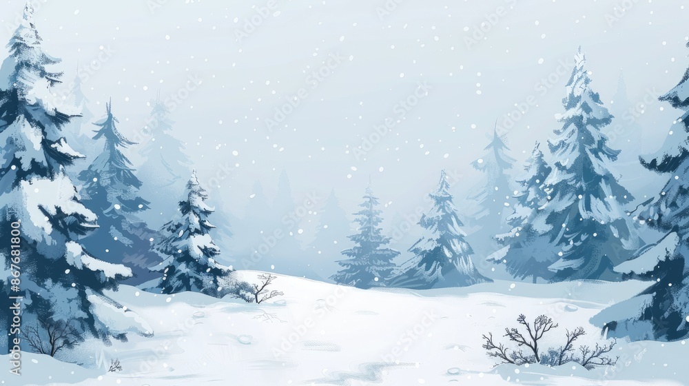 Winter landscape with snow-covered trees and space for text Winter landscape with snow-covered trees and space for text