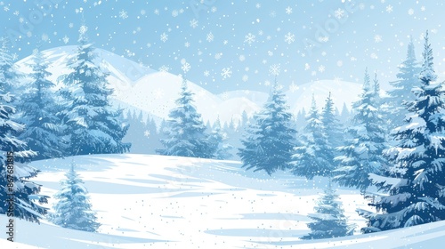 Winter landscape with snow-covered trees and space for text