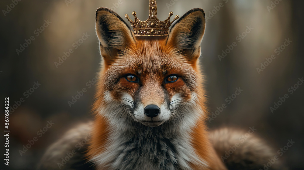 red fox with elegant golden crown red fox with elegant golden crown