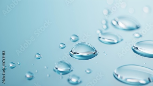 Wallpaper Mural Clear water droplets scattered on a smooth blue surface, intricate detail, serene and clean, macro view Torontodigital.ca