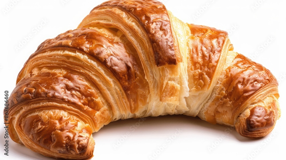 Croissant on a plain white background Close up shot Croissant on a plain white background Close up shot
