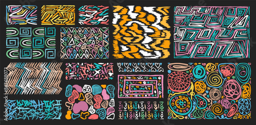 Grunge paint ornament doodles. Scribbles collection. Quirky ink doodles. Ethnic tribal ornaments doodles. Retro ornament for patterns. Ethnic grunge.